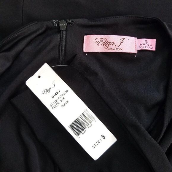 Eliza J Black Jeweled Dress Size 8 Prom Cocktail Party Faux Wrap Maxi Dress NWT - Picture 9 of 11